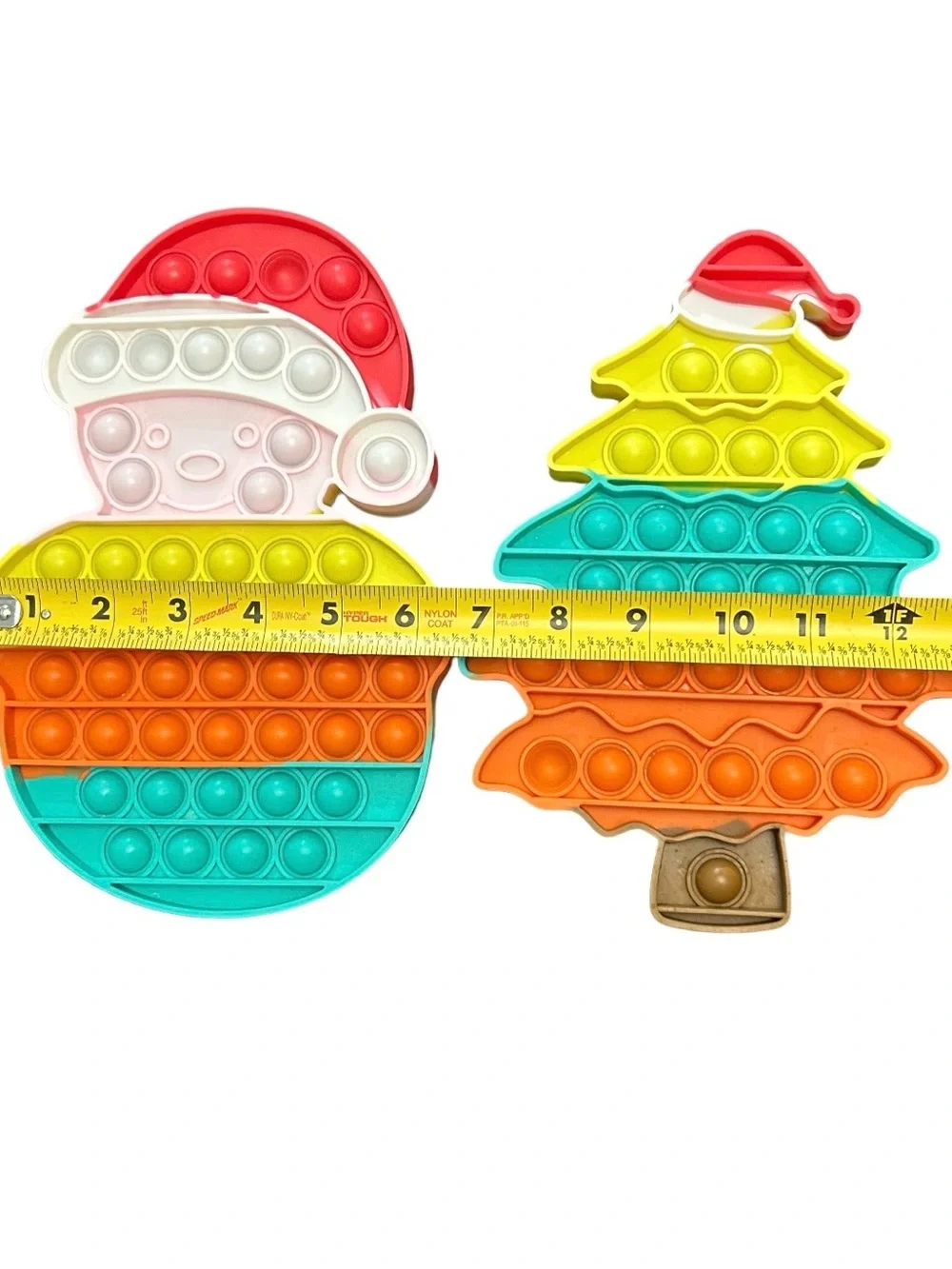 Stress Relief Fidget Toys Pop It Christmas Theme Snowman & Tree 10” Set Rainbow
